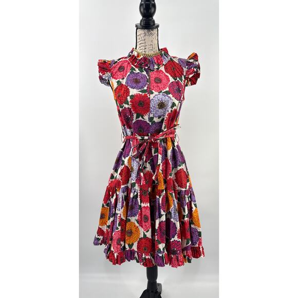 B51 La DoubleJ Short and Sassy Floral Midi Dress XS Romantic Cottage Garden - Picture 5 of 12